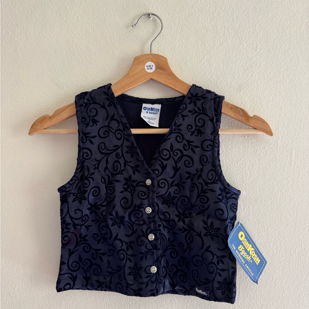 NWT Vintage Oshkosh Bgosh vest floral flocked 6